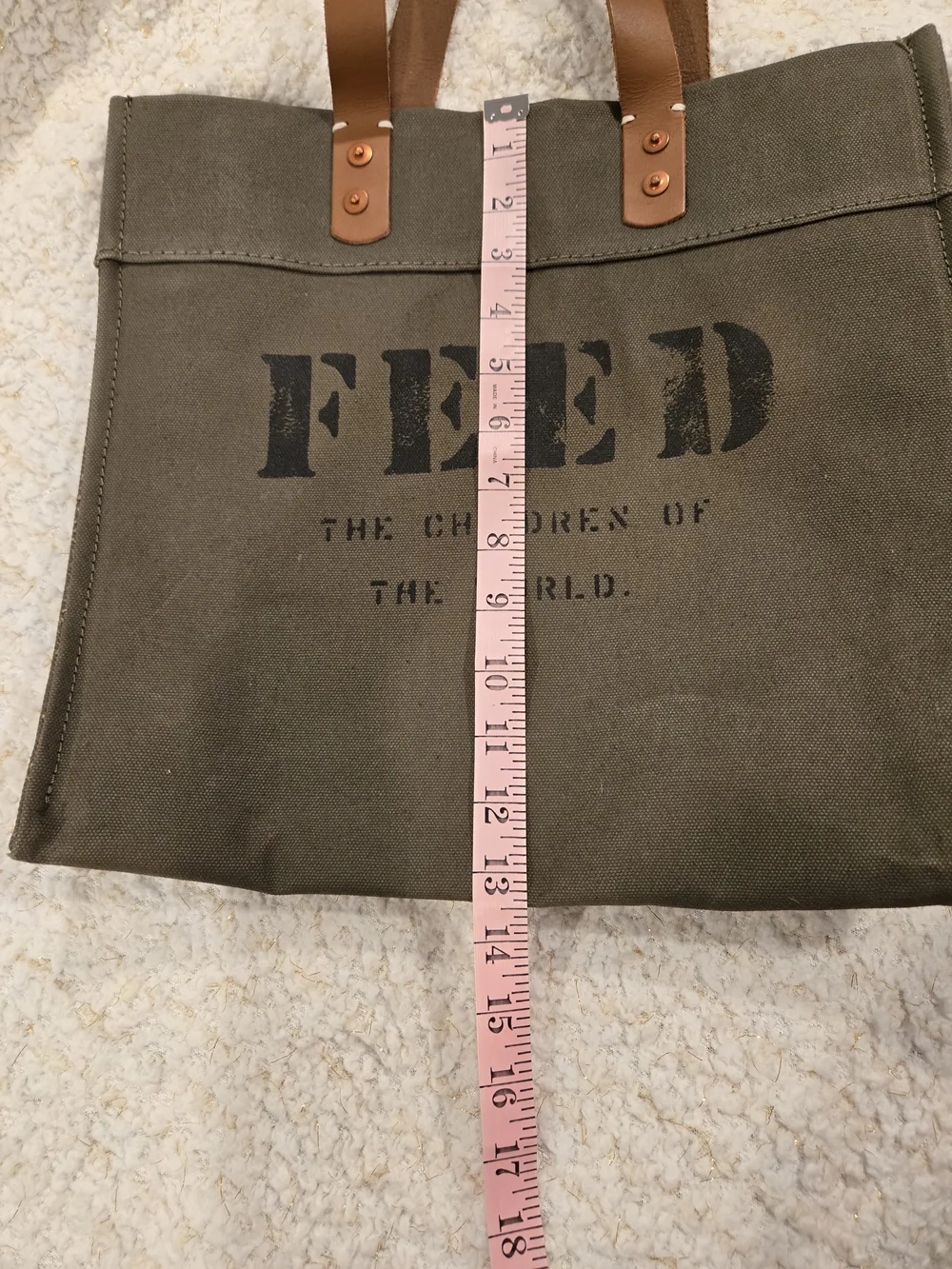 Feed Project Market Tote with Tan Leather Handles